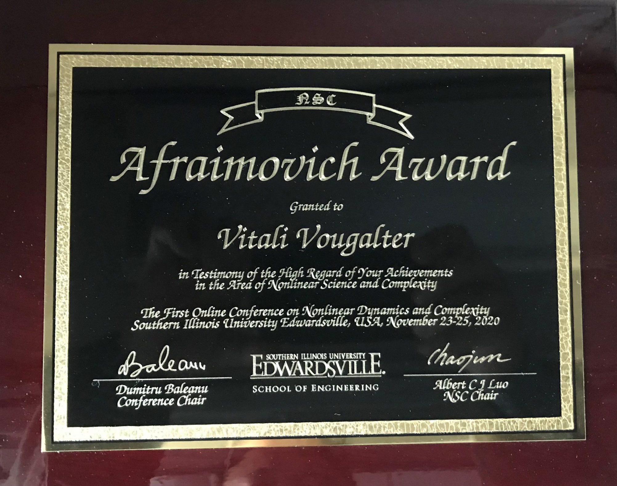 2020 Afraimovich Award Recipient NDC Online Conference